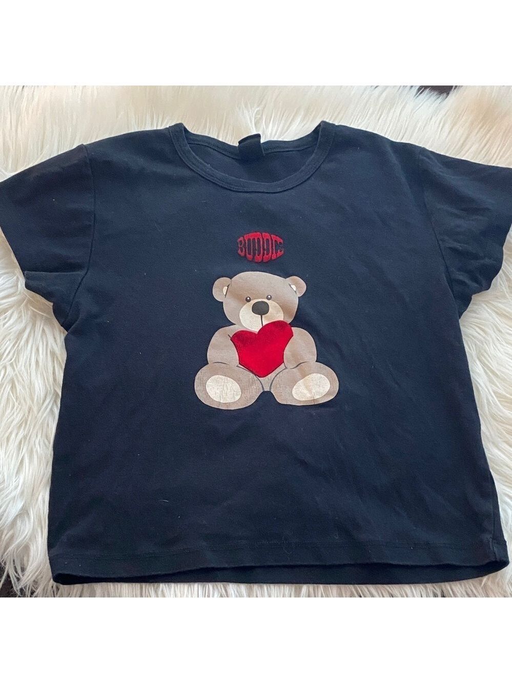 Urban outfitters velvet Black Teddy Bear T-Shirt